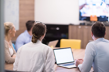 Image showing Startup Business Team At A Meeting at modern office building