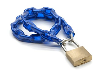 Image showing Padlock and blue chain