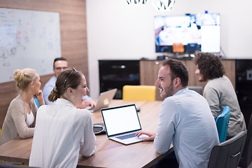 Image showing Startup Business Team At A Meeting at modern office building