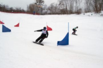 Image showing Blurred view of snowboarding giant parallel slalom competitions