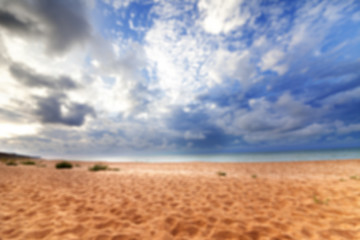 Image showing Blurred sea beach in sun summer day