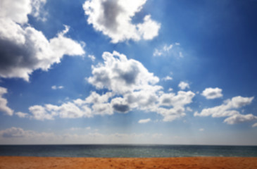 Image showing Blurred sea beach in sun summer day