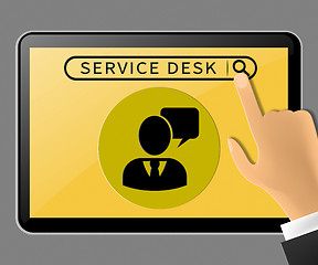 Image showing Service Desk Tablet Represents Support Assistance 3d Illustratio