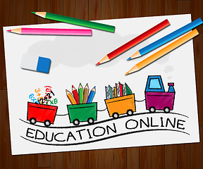 Image showing Education Online Shows Internet Learning 3d Illustration