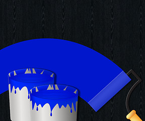 Image showing Blue Paint Displays House Painting 3d Illustration