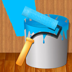 Image showing Blue Paint Showing House Painting 3d Illustration
