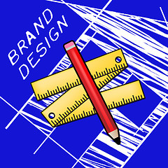 Image showing Brand Design Equipment Showing Branding Concept And Logo
