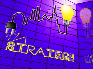 Image showing Strategy Lightbulb Indicates Planning Commerce 3d Illustration