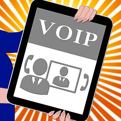 Image showing Voip Tablet Shows Internet Voice 3d Illustration