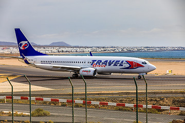 Image showing ARECIFE, SPAIN - APRIL, 15 2017: Boeing 737-800 of TRAVEL Servic