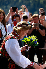 Image showing LOEN, NORWAY - MAY, 20 2017: Queen Sonja of Norway at the openin