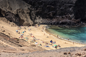 Image showing A beautiful lagoon on the Papagayo beaches on Lanzarote