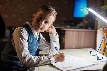 Image showing pupil boy does his homework