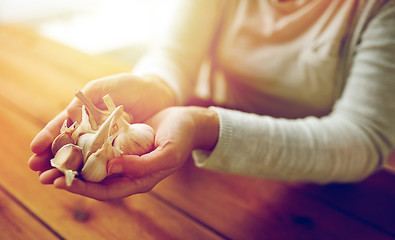 Image showing woman hands holding garlic