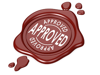 Image showing Approved red wax seal isolated