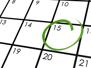 Image showing Monthly calendar circled with green