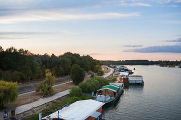 Image showing Party barges (splavs), Sava river, Belgrade