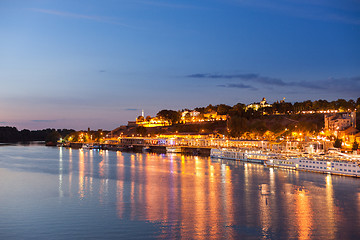 Image showing Belgrade waterfront at night