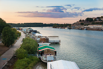 Image showing Party barges (splavs), Sava river, Belgrade