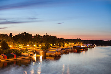 Image showing Party barges (splavs), Sava river, Belgrade