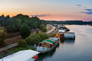 Image showing Party barges (splavs), Sava river, Belgrade