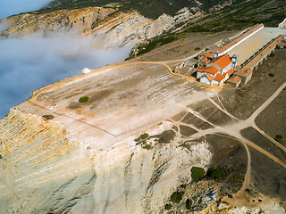 Image showing Aerial View High Fog on the Precipice Temple Church