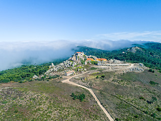 Image showing Aerial View High Fog Near Santuario da Peninha