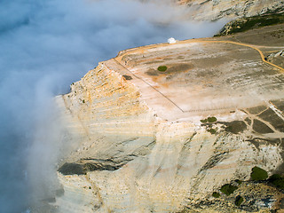 Image showing Aerial View High Fog on the Precipice Temple Church