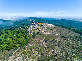 Image showing Aerial View High Fog Near Santuario da Peninha