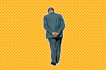 Image showing adult man standing with back pop art retro background