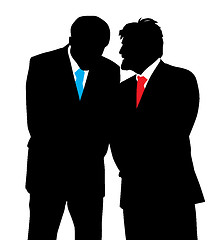 Image showing Two businessmen discreet conversation Telling a secret