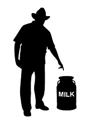 Image showing Milkman or farmer showing milk can