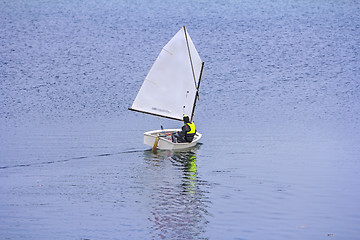 Image showing Sports sailing in small boats on the lake