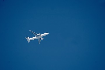 Image showing Airplane in the blue sky