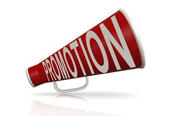Image showing Red megaphone with promotion word