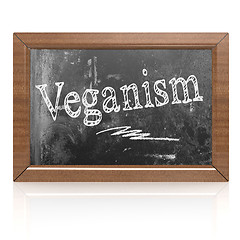 Image showing Veganism text written on blackboard