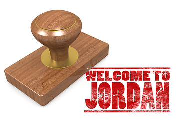 Image showing Red rubber stamp with welcome to Jordan