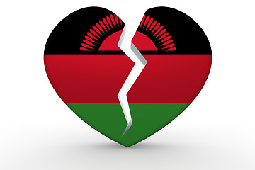 Image showing Broken white heart shape with Malawi flag