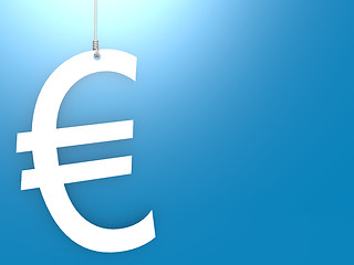 Image showing Euro sign hang with blue background