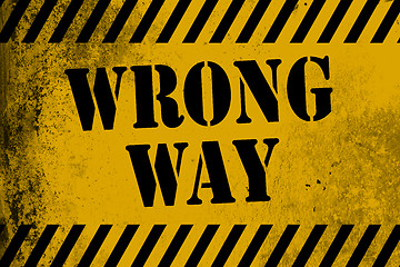 Image showing Wrong way sign yellow with stripes