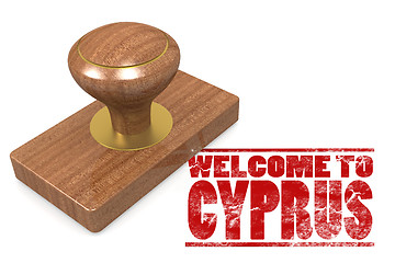 Image showing Red rubber stamp with welcome to Cyprus