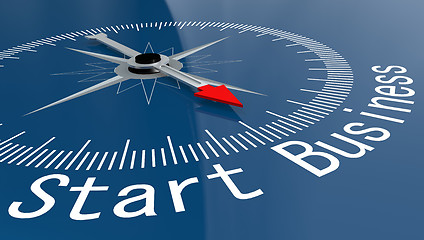 Image showing Blue compass with Start Business word