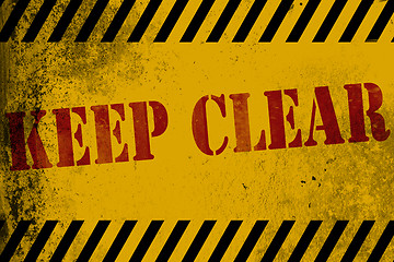 Image showing Keep Clear sign yellow with stripes