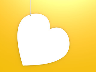 Image showing Heart shape hang with yellow background