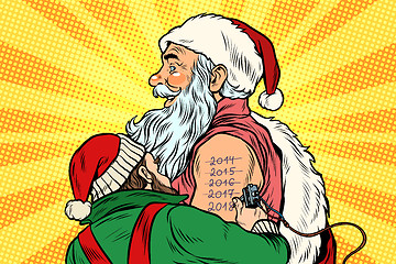 Image showing Elf makes Santa tattoo 2018 New year