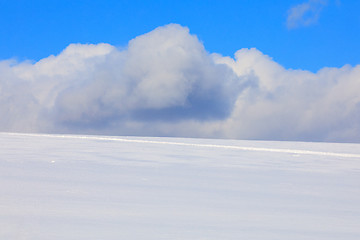 Image showing Simple winter background with blue sky