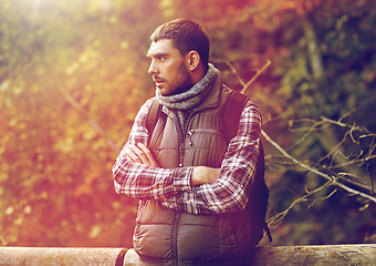 Image showing man with backpack outdoors