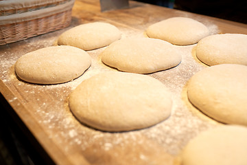 Image showing yeast bread dough on bakery kitchen table