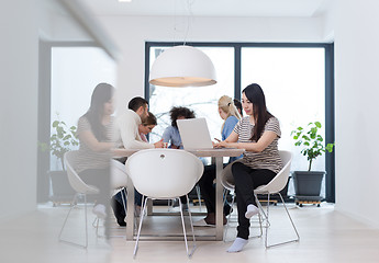 Image showing Startup Business Team At A Meeting at modern office building