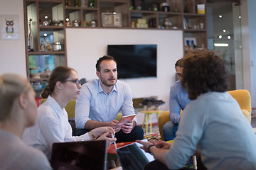 Image showing Startup Business Team At A Meeting at modern office building